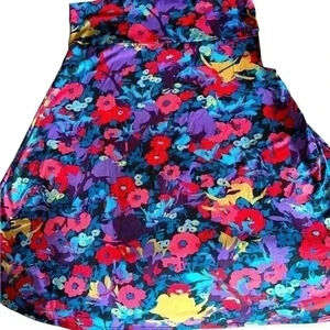 Lularoe 2XL red& purple floral A‎ line Azure skirt. NWT. Vibrant print on black
